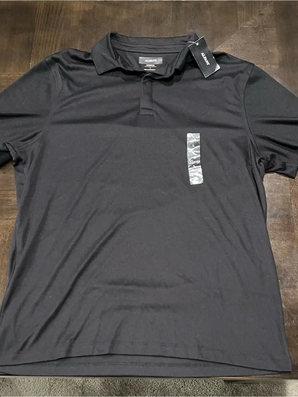 Alfani Men’s Black Solid Stretch Short Sleeve Collared Polo Shirt Size L